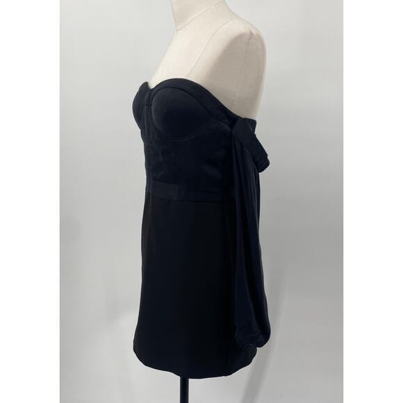 NBD Revolve Bustier Mini Dress Off Shoulder Long Sleeve Black Womens Medium - Picture 3 of 8